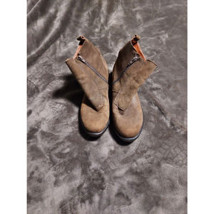 Lucky Brand Women's Boots Size 9 Brown Leather Zip  Pull On With Buckles